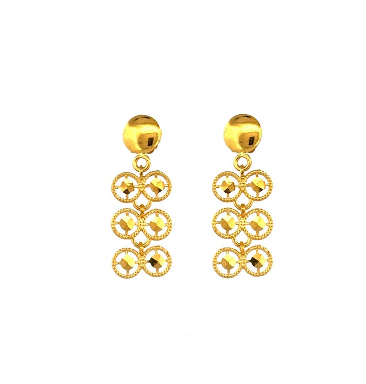 22K Gold Screw Drop  Earrings 3.25g