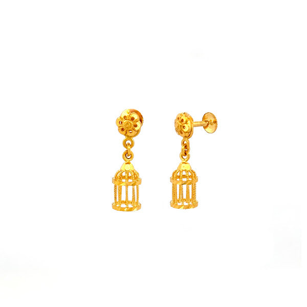 22K Gold Screw Drop Earrings 3.29g 
