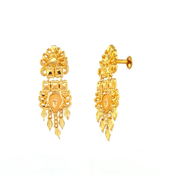 22K Gold Screw Drop Earrings 3.31g