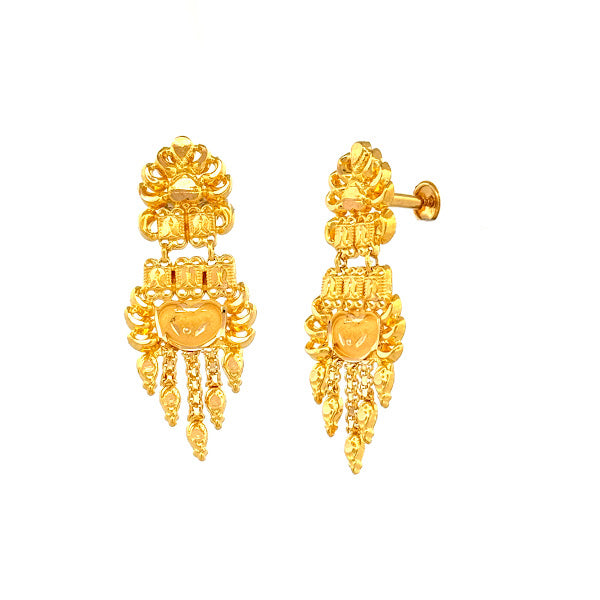 22K Gold Screw Drop Earrings 3.35g