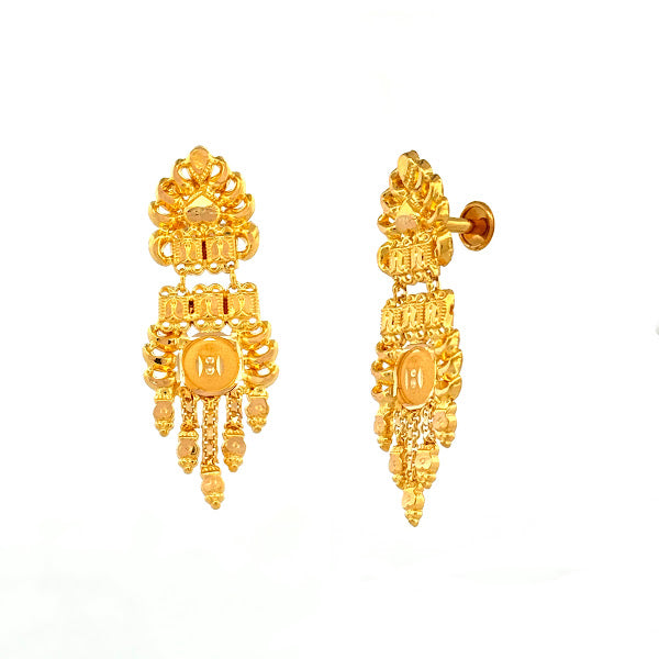 22K Gold Screw Drop Earrings 3.36g
