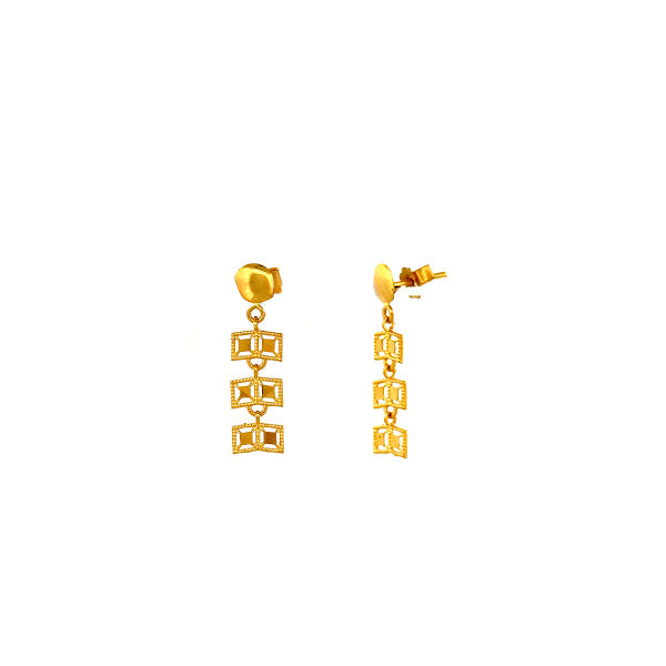 22K Gold Screw Drop Earrings 3.37g