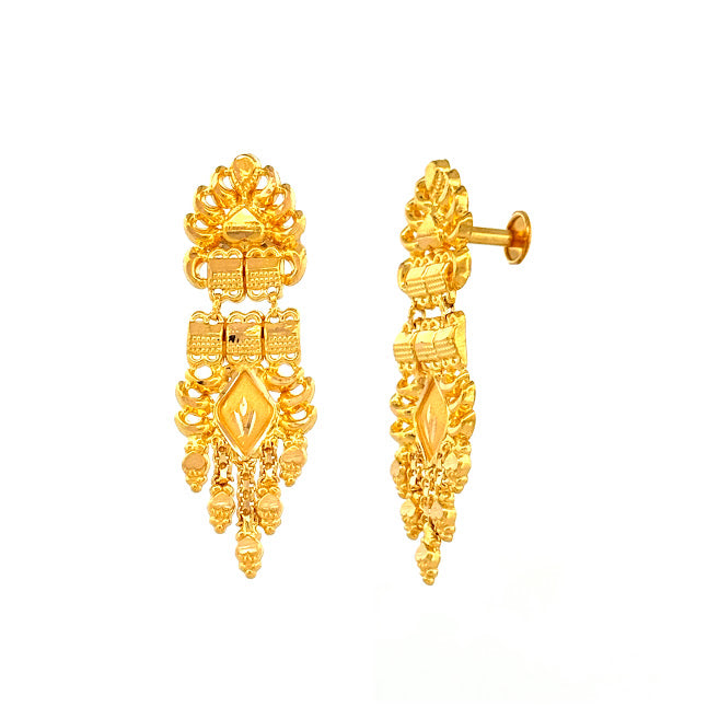 22K Gold Screw Drop Earrings 3.38g
