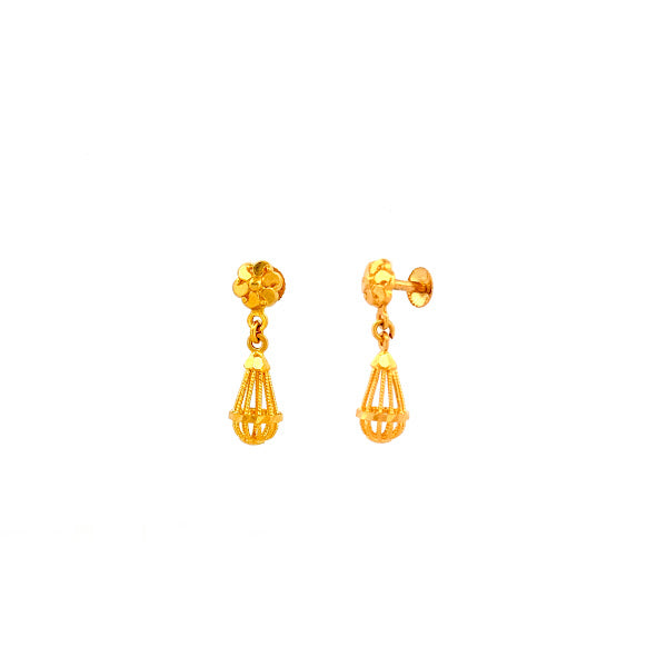 22K Gold Screw Drop Earrings 3.39g 