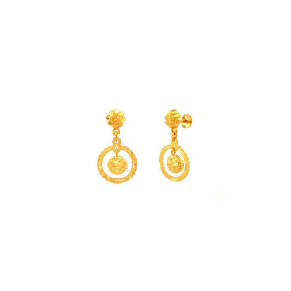 22K Gold Screw Drop Earrings 3.42g_106537
