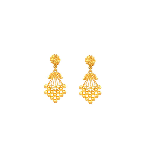 22K Gold Screw Drop Earrings 3.45g