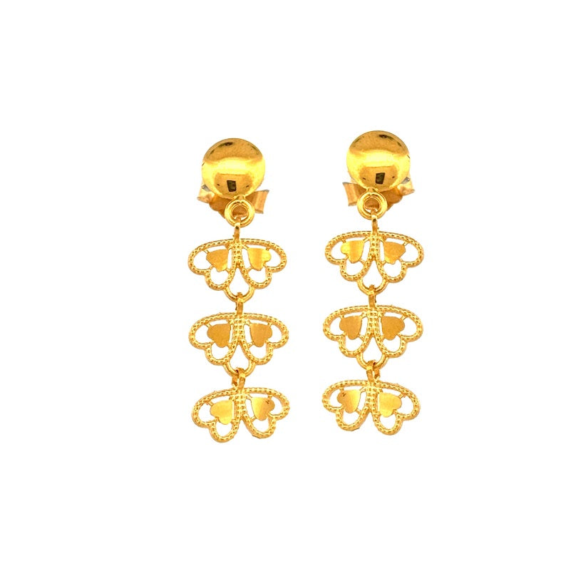 22K Gold Screw Drop  Earrings 3.51g