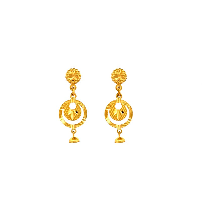 22K Gold Screw Drop Earrings 3.53g