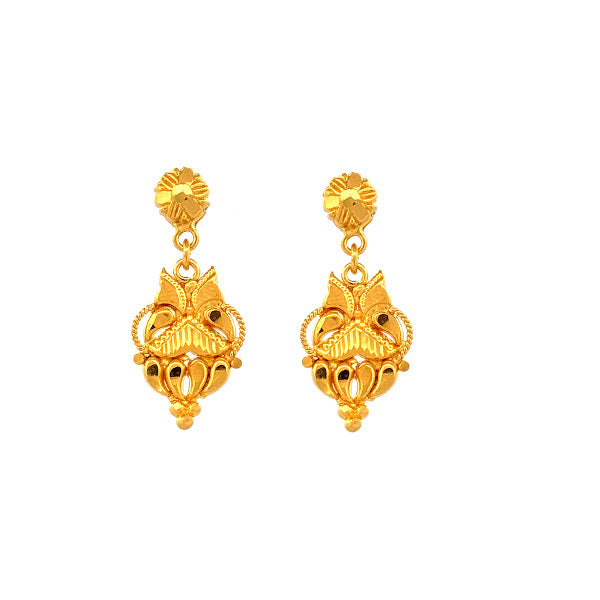 22K Gold Screw Drop Earrings 3.58g