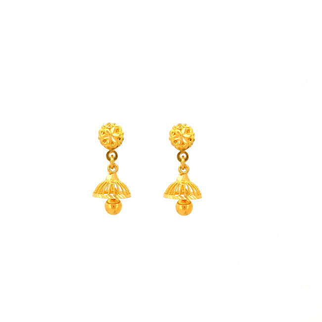 22K Gold Screw Drop Earrings 3.61g