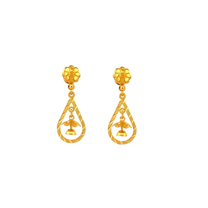 22K Gold Screw Drop Earrings 3.72g