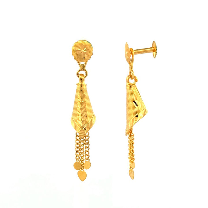 22K Gold Screw Drop Earrings 3.75g