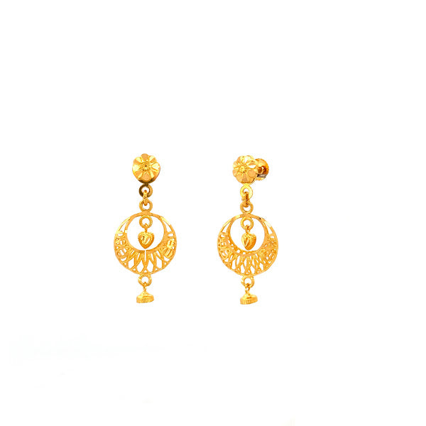 22K Gold Screw Drop Earrings 3.76g