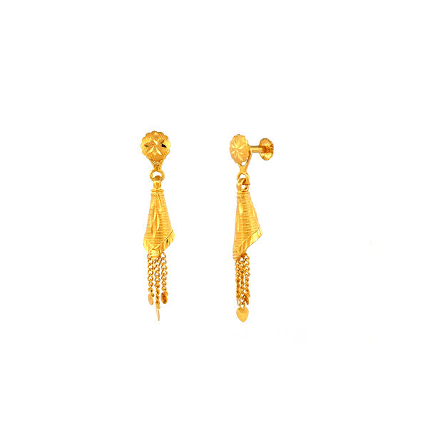 22K Gold Screw Drop Earrings 3.76g_102213