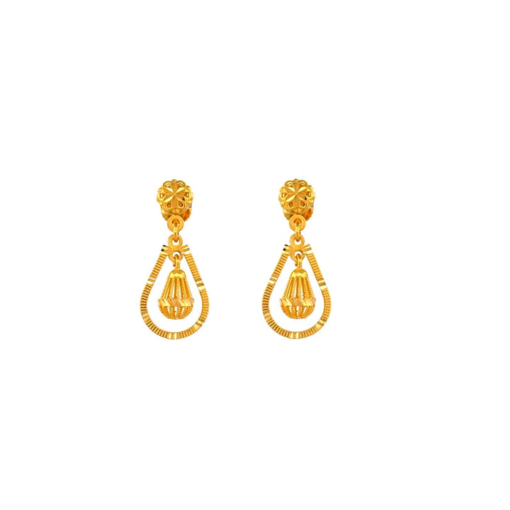 22K Gold Screw Drop Earrings 3.82g 