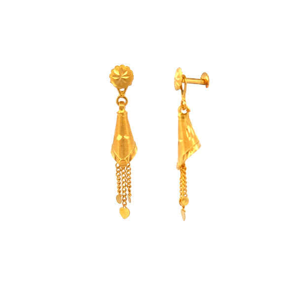 22K Gold Screw Drop Earrings 3.84g 