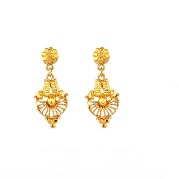 22K Gold Screw Drop Earrings 3.93g