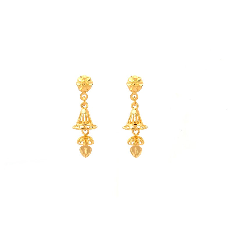 22K Gold Screw Drop Earrings 4.03g