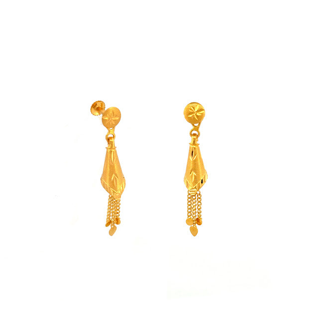 22K Gold Screw Drop Earrings 4.05g