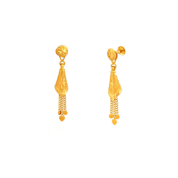 22K Gold Screw Drop Earrings 4.07g 