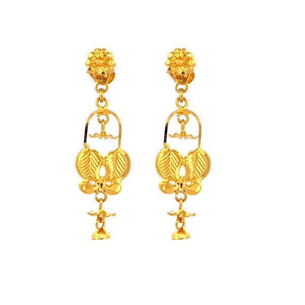 22K Gold Screw Drop Earrings 4.08g
