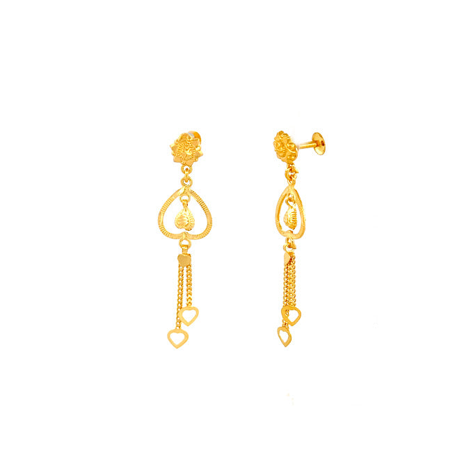 22K Gold Screw Drop Earrings 4.10g