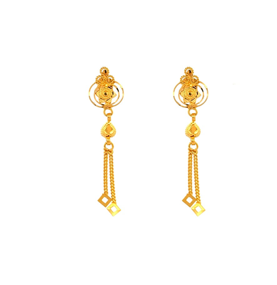 22K Gold Screw Drop Earrings 4.13g