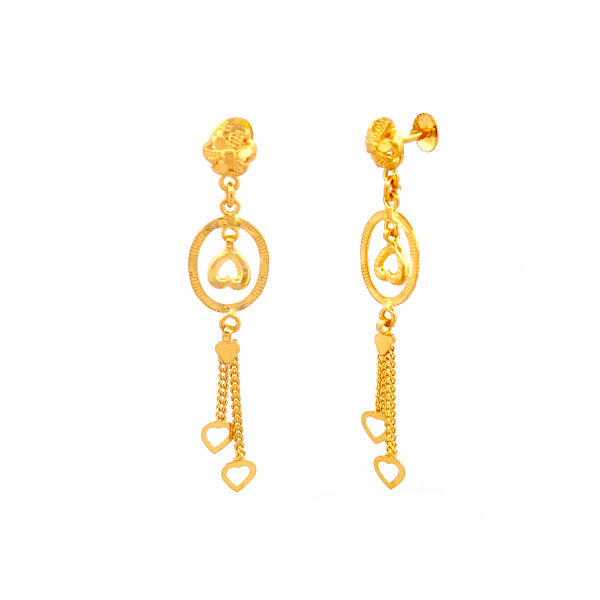 22K Gold Screw Drop Earrings 4.15g