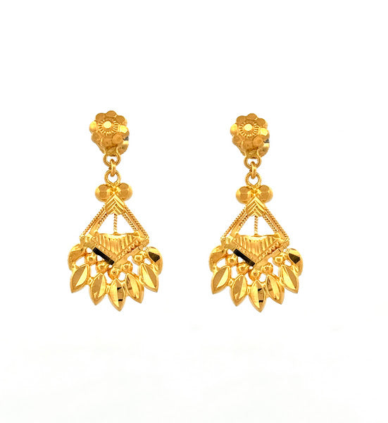 22K Gold Screw Drop Earrings 4.16g