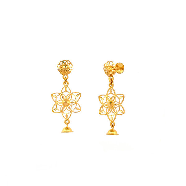 22K Gold Screw Drop Earrings 4.21g 