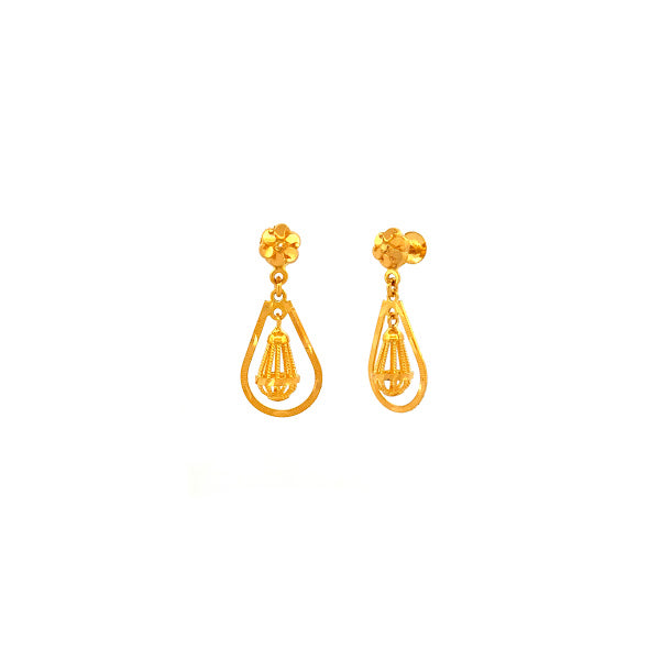 22K Gold Screw Drop Earrings 4.24g