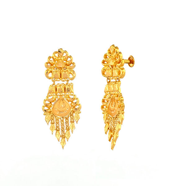 22K Gold Screw Drop Earrings 4.25g