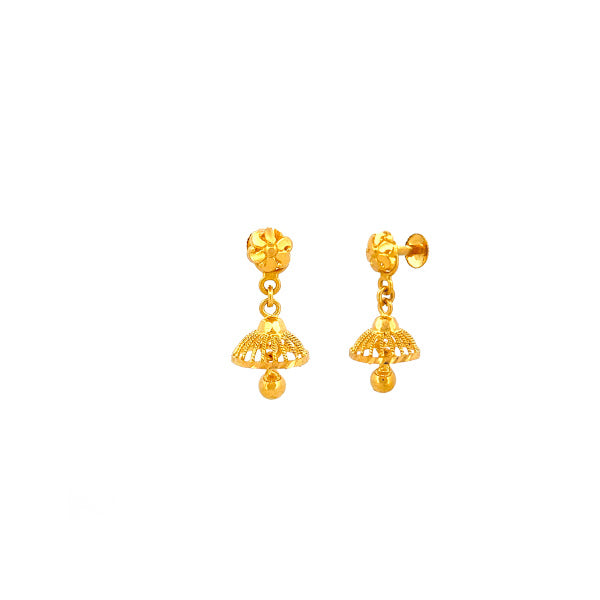 22K Gold Screw Drop Earrings 4.26g