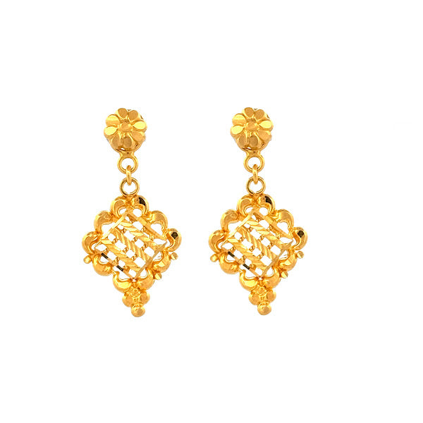 22K Gold Screw Drop Earrings 4.28g