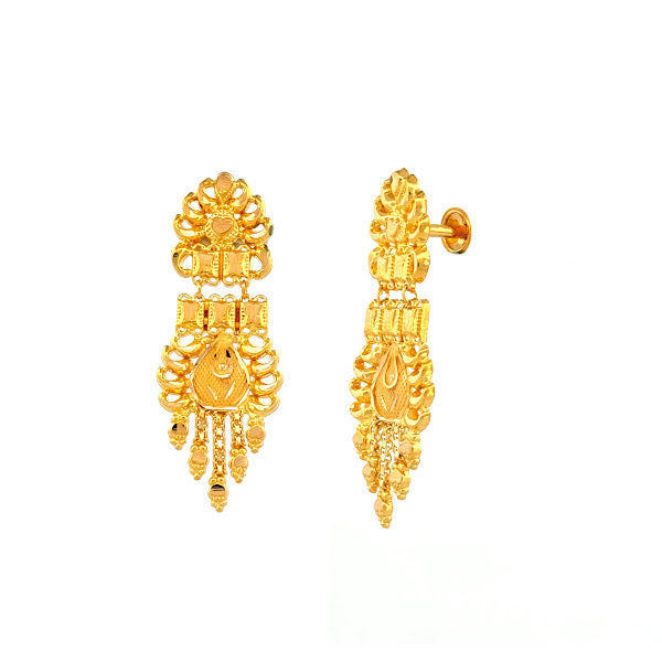 22K Gold Screw Drop Earrings 4.32g