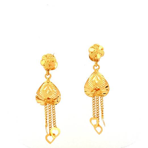 22K Gold Screw Drop Earrings 4.40g