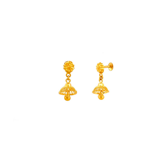 22K Gold Screw Drop Earrings 4.41g 