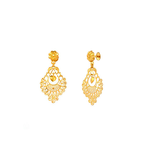 22K Gold Screw Drop Earrings 4.48g 