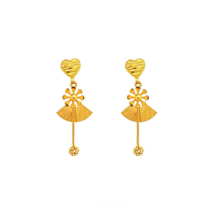 22K Gold Screw Drop Earrings 4.50g