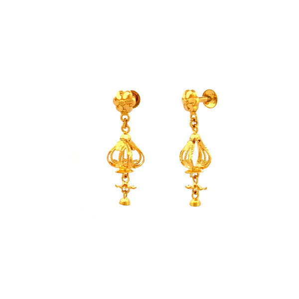 22K Gold Screw Drop Earrings 4.54g _103385