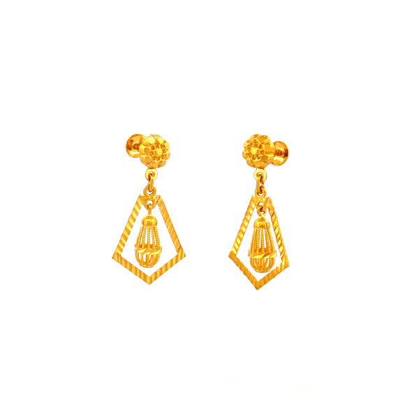 22K Gold Screw Drop Earrings 4.61g_102212 