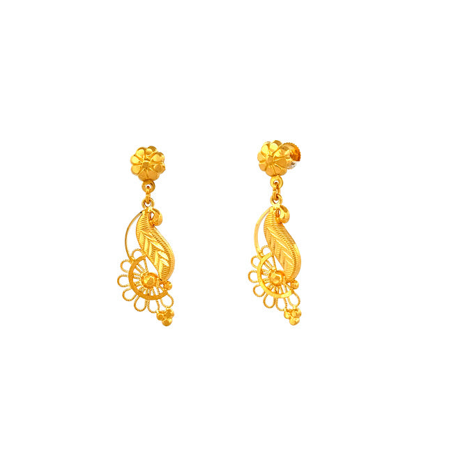 22K Gold Screw Drop Earrings 4.61g_106597