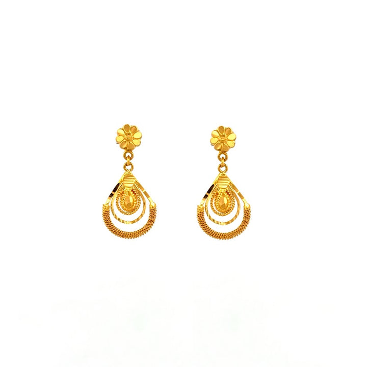 22K Gold Screw Drop Earrings 4.62g