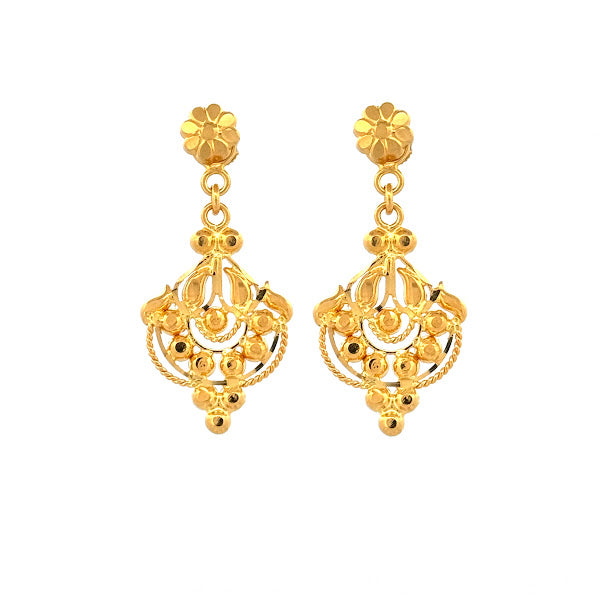22K Gold Screw Drop Earrings 4.73g