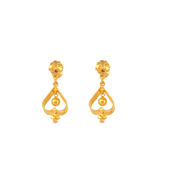 22K Gold Screw Drop Earrings 4.79g
