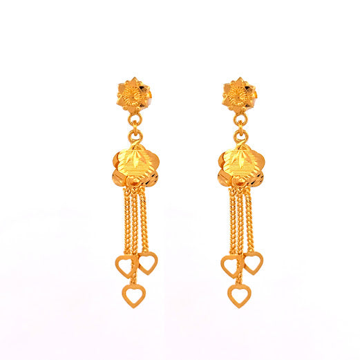 22K Gold Screw Drop Earrings 4.85g