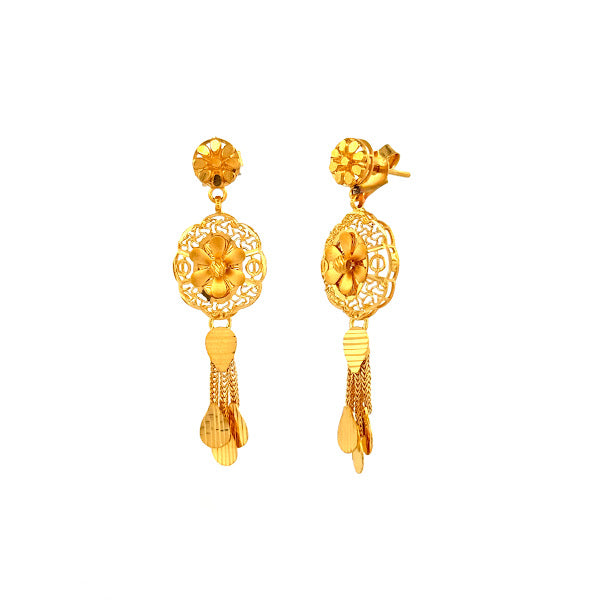 22K Gold Screw Drop Earrings 5.11g