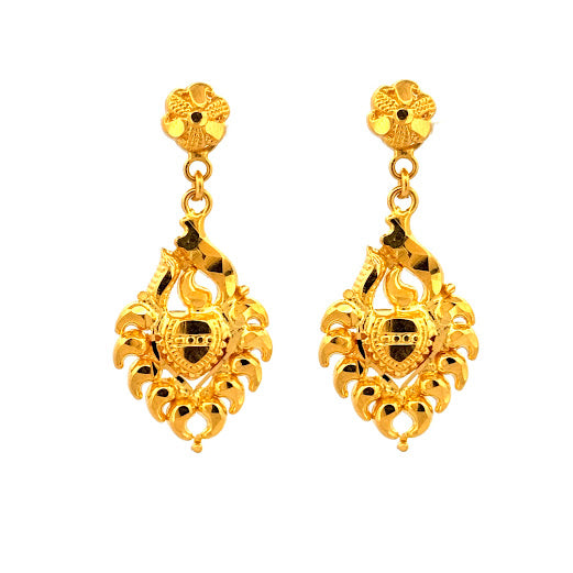 22K Gold Screw Drop Earrings 5.21g