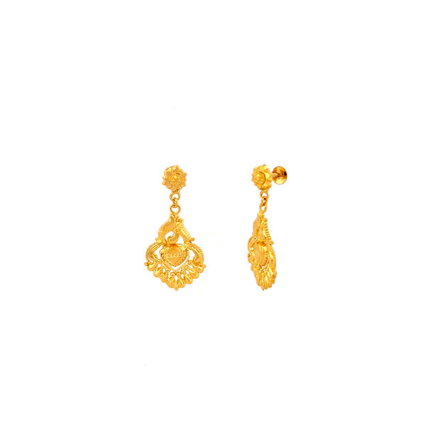 22K Gold Screw Drop Earrings 5.24g 
