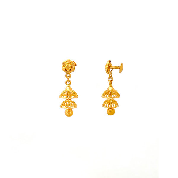 22K Gold Screw Drop Earrings 5.28g